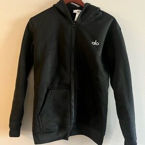 ALO Yoga Black Hooded Zip Sweatshirt
